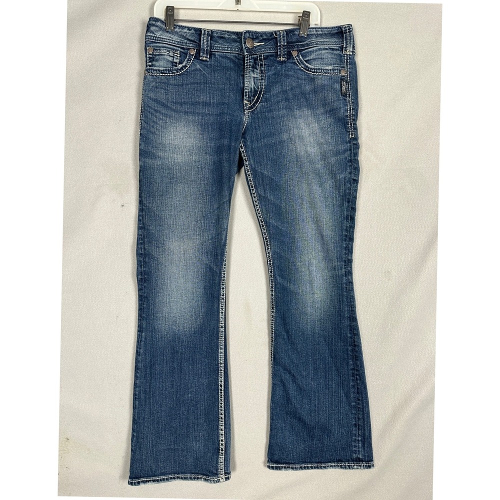 Silver Jeans Co. Jeans Womens 31X30 Suki Surplus Blue Bootcut Distressed Denim
